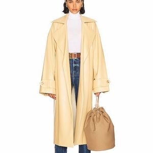 Waterbased Faux Leather Trench Coat in Tan